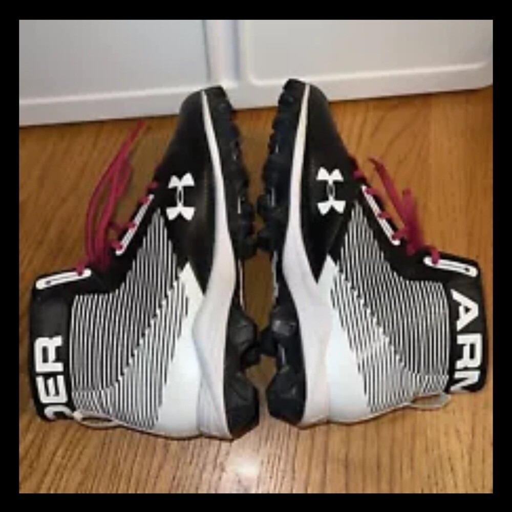 Under Armour Hammer Football Cleats Men's Size 9 Black White - Picture 4 of 6